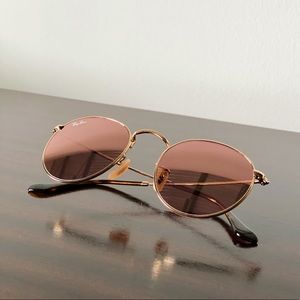 Ray-Ban Round Gold Pink Flash Sunglasses